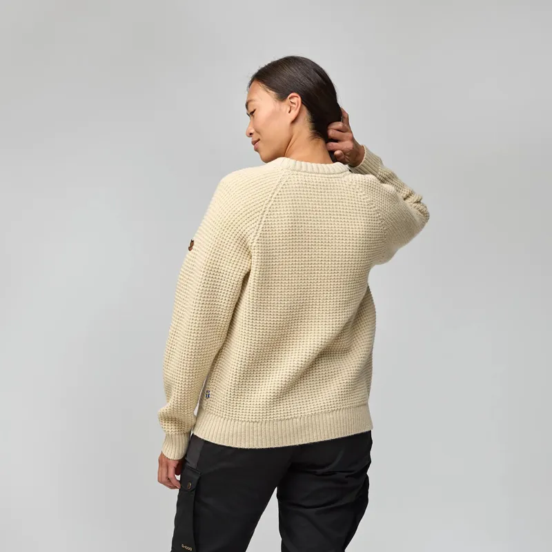 Fjallraven Women's Ovik Waffle Knit Jumper Light Beige-4
