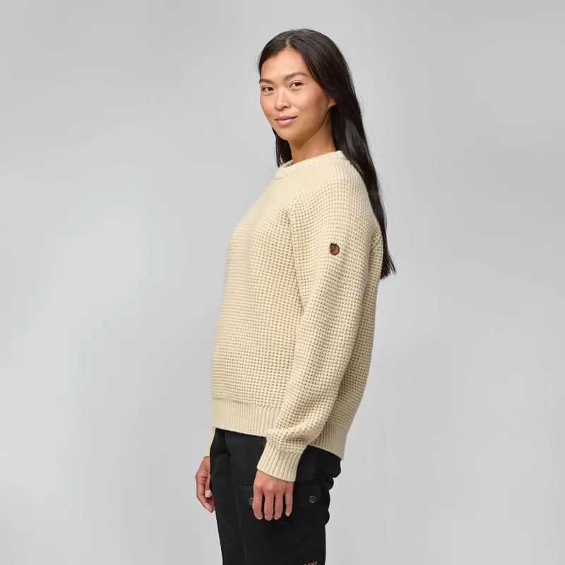 Fjallraven Women's Ovik Waffle Knit Jumper Light Beige-5
