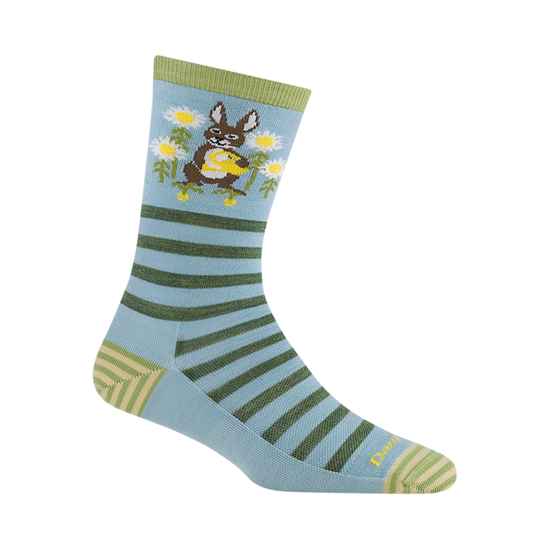 Darn Tough Womens Animal Haus Lightweight Crew Bunny Blue