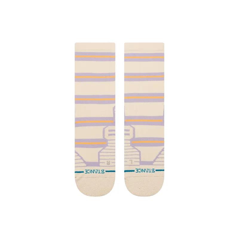 Stance Women's Beam Stripe Mid Crew Socks Oatmeal-2
