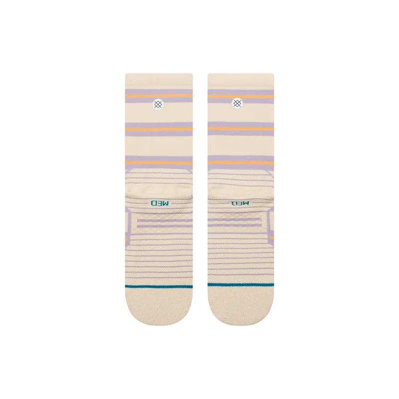 Stance Women's Beam Stripe Mid Crew Socks Oatmeal-3