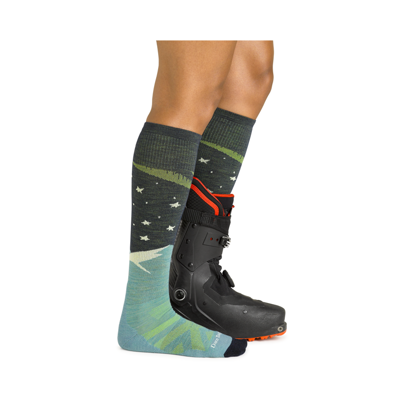 Darn Tough Women's Aurora Over-The-Calf Lightweight Ski Socks Aqua-3