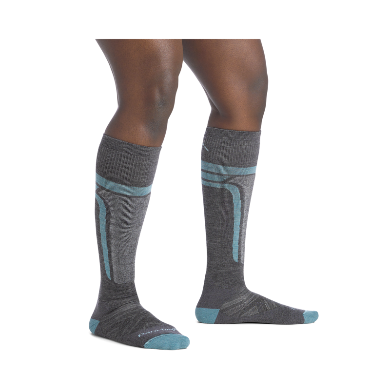 Darn Tough Women's Edge Over-the-Calf Midweight with Cushion Ski Socks Gray-3