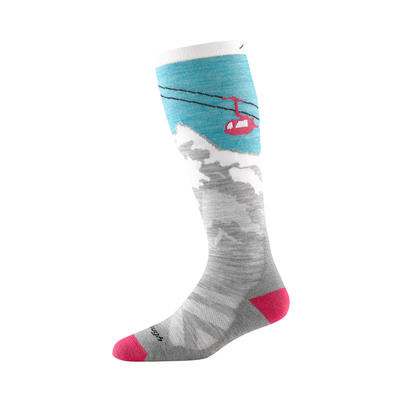 Darn Tough Women's Yeti Over-the-Calf Midweight Ski Socks Aqua-1