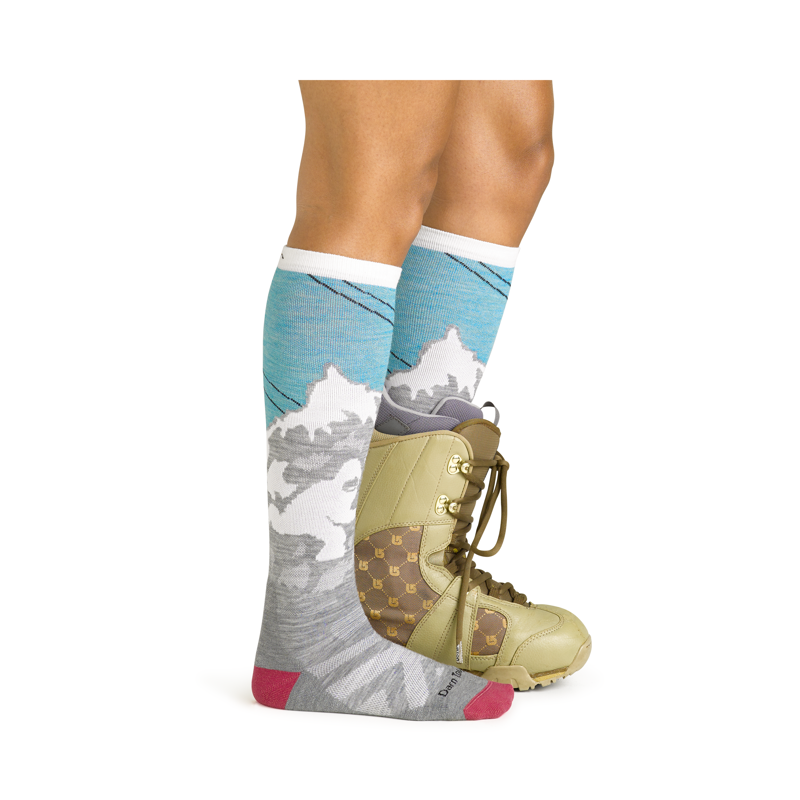 Darn Tough Women's Yeti Over-the-Calf Midweight Ski Socks Aqua-2