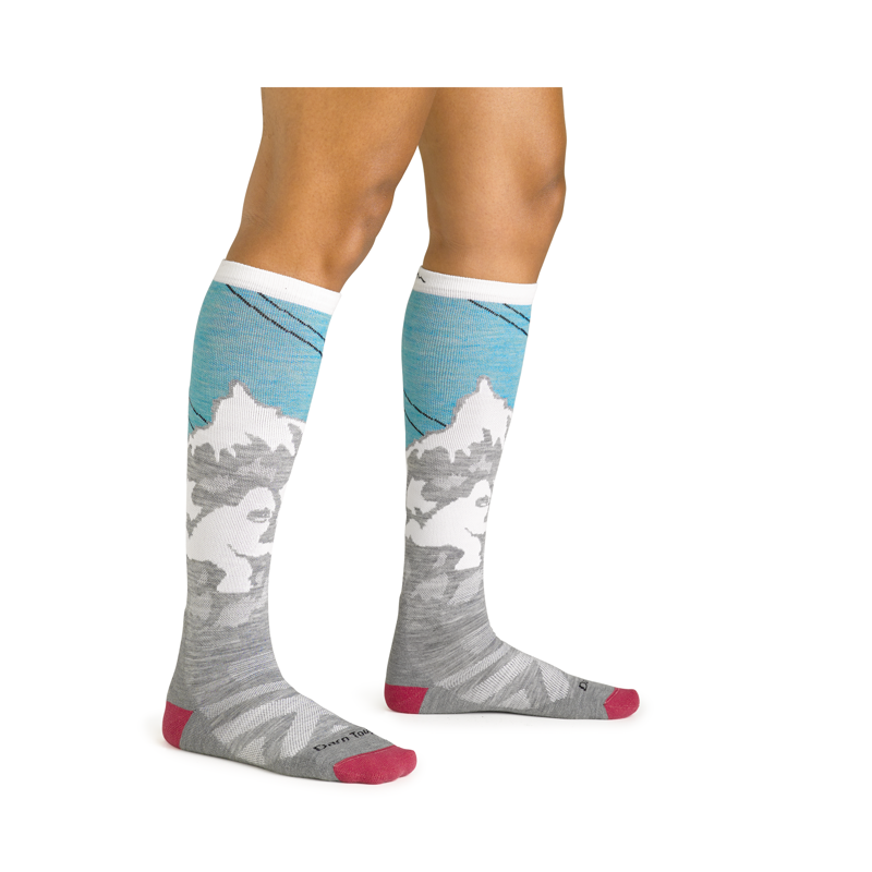 Darn Tough Women's Yeti Over-the-Calf Midweight Ski Socks Aqua-3