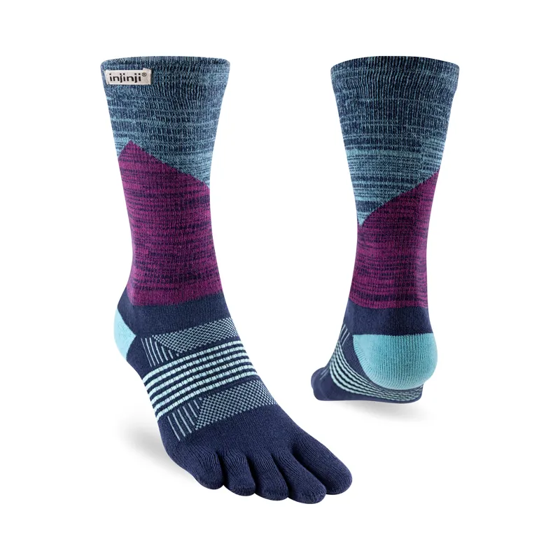 Injinji Women's Trail Midweight Crew Trail Running Hiking Socks Twilight
