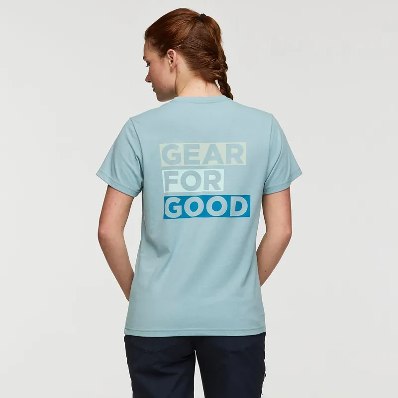 Cotopaxi Women's Gear For Good Stripes T-Shirt Sea Spray-4