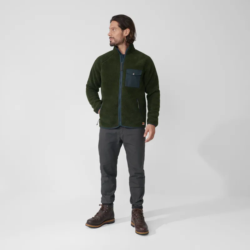 Fjallraven Mens Vardag Pile Fleece Navy/Autumn Leaf-2