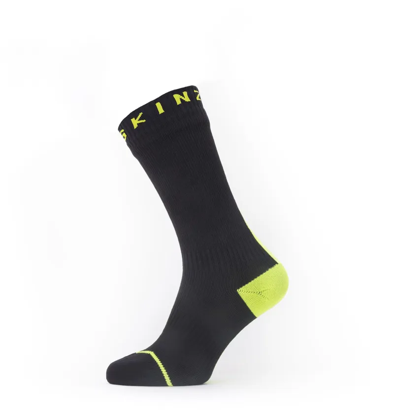 Sealskinz All Weather Mid Length Sock Hydrostop Black/Neon Yellow