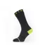 Sealskinz All Weather Mid Length Sock Hydrostop Black/Neon Yellow