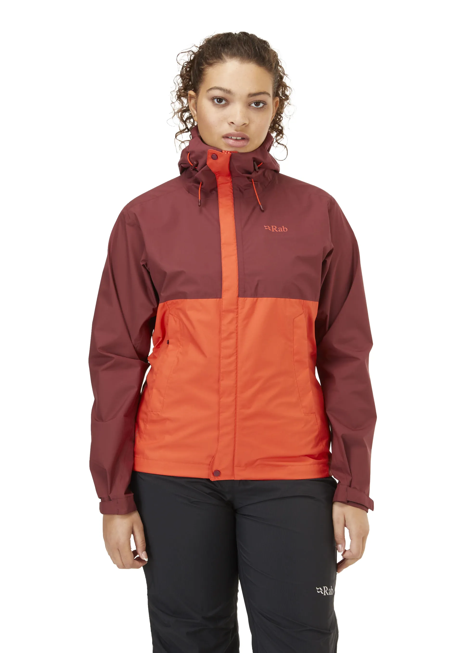 Rab Womens Downpour Eco Jacket Deep Heather/Red Grapefruit