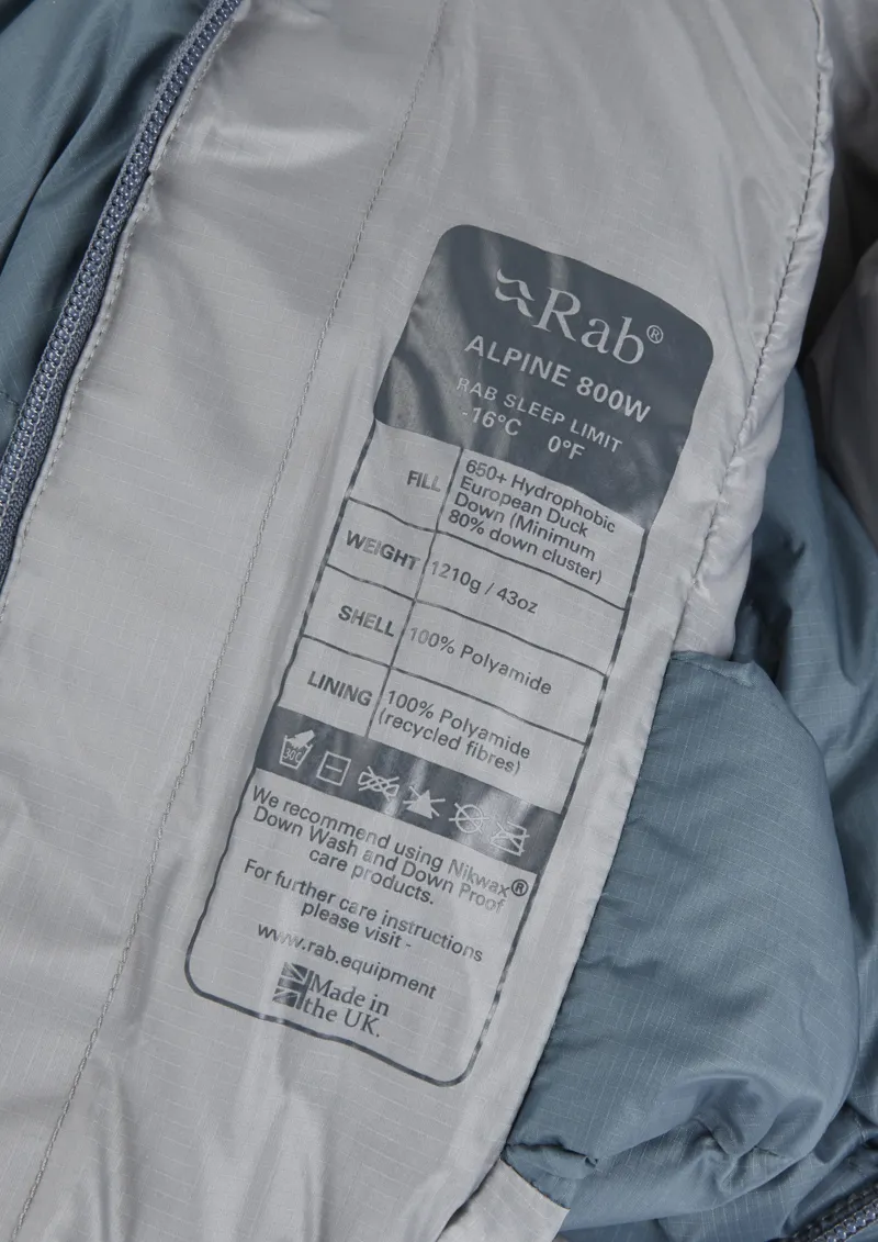 Rab Women's Alpine 800 Sleeping Bag - Regular - Left Zip Orion Blue-5