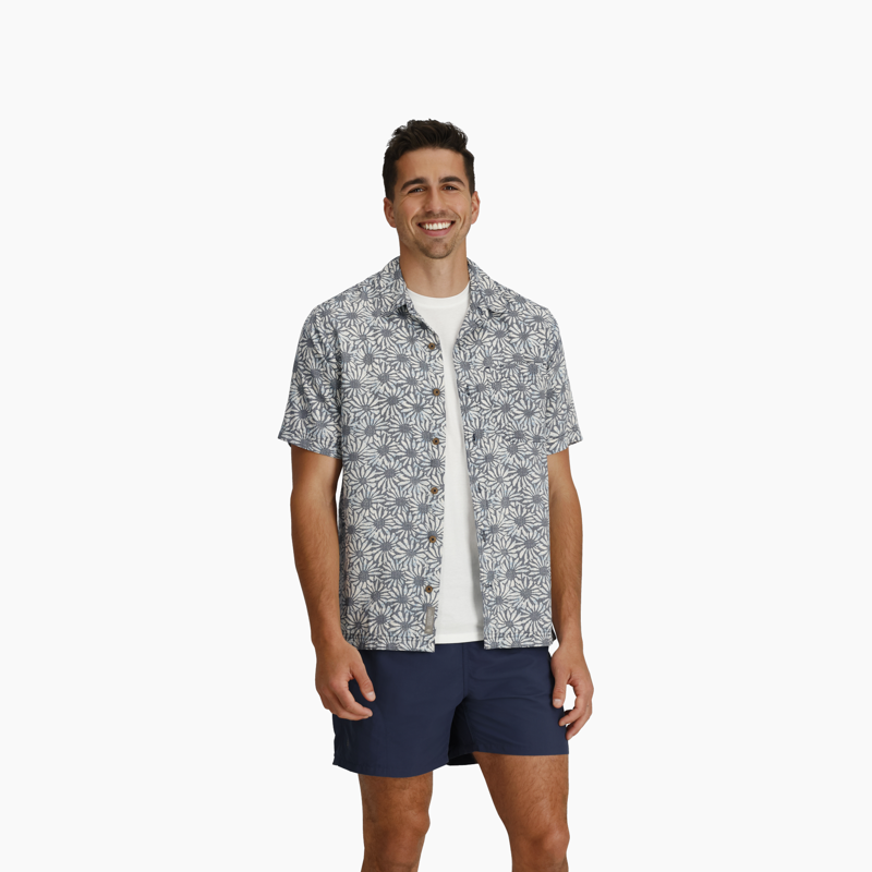 Royal Robbins Men's Camino Pucker SS Shirt Sea Yarrow Pattern-2
