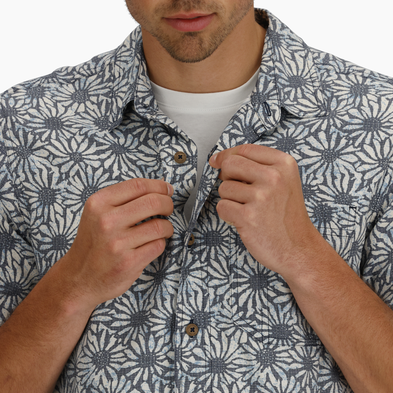 Royal Robbins Men's Camino Pucker SS Shirt Everglade Fish Pattern-3