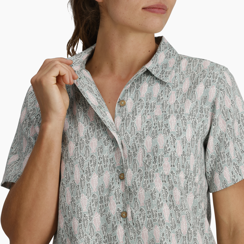 Royal Robbins Women's Camino Pucker SS Shirt Rhubarb Caledonia Pattern-3