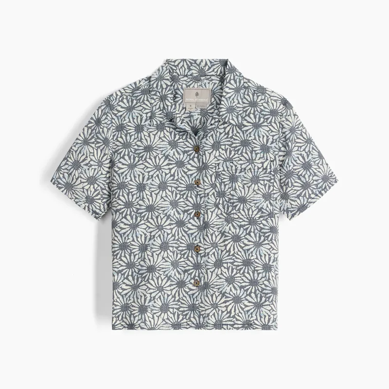 Royal Robbins Women's Camino Pucker SS Shirt Deep Blue Caledonia Pattern-1