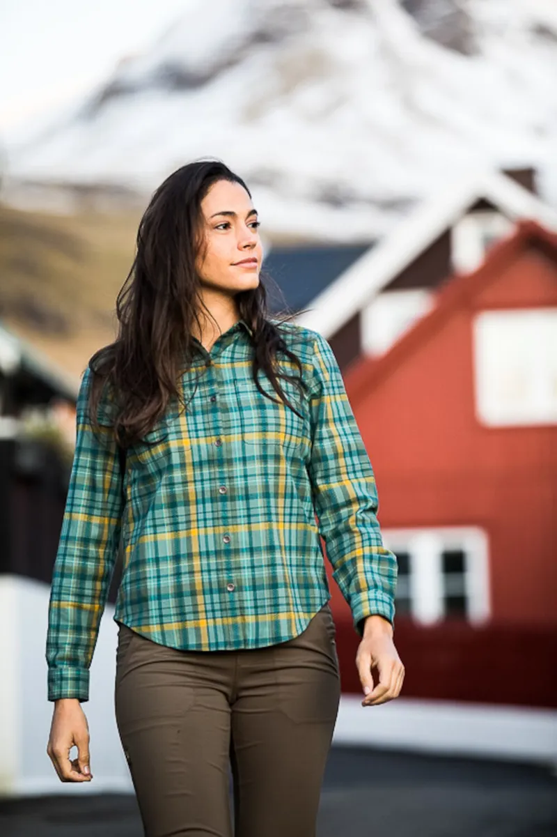 Royal Robbins Womens Thermotech Flannel Shirt Ivory Jura Plaid-7