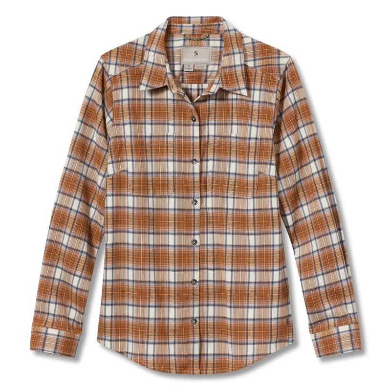 Royal Robbins Womens Thermotech Flannel Shirt Ivory Jura Plaid
