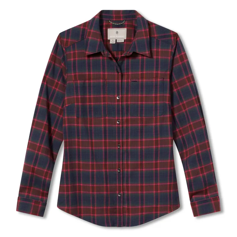 Royal Robbins Womens Thermotech Flannel Shirt Dark Mahogany Jura Plaid
