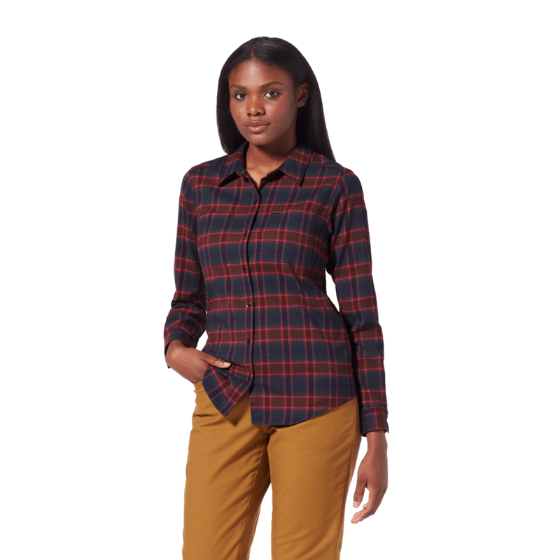 Royal Robbins Womens Thermotech Flannel Shirt Dark Mahogany Jura Plaid-1