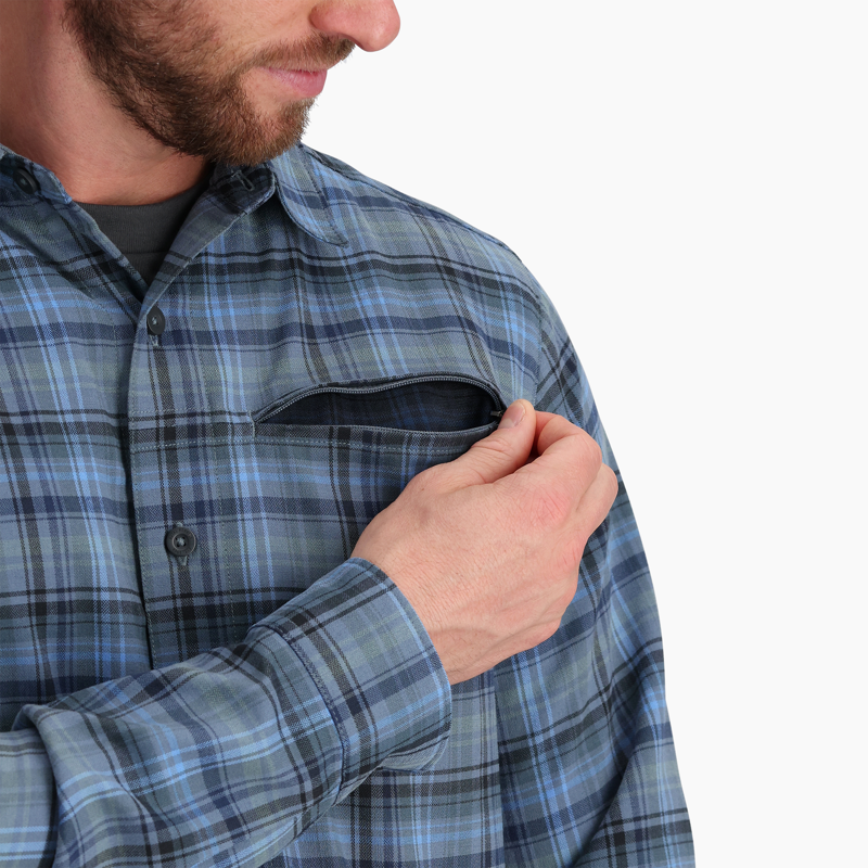 Royal Robbins Men's Westlands Flannel LS Shirt Sea Burney Plaid-4