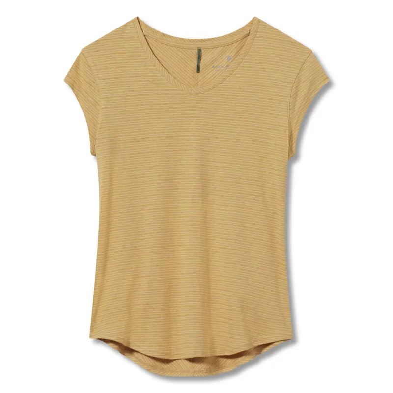 Royal Robbins Womens Vacationer V-Neck SS T-Shirt Beach Stripe