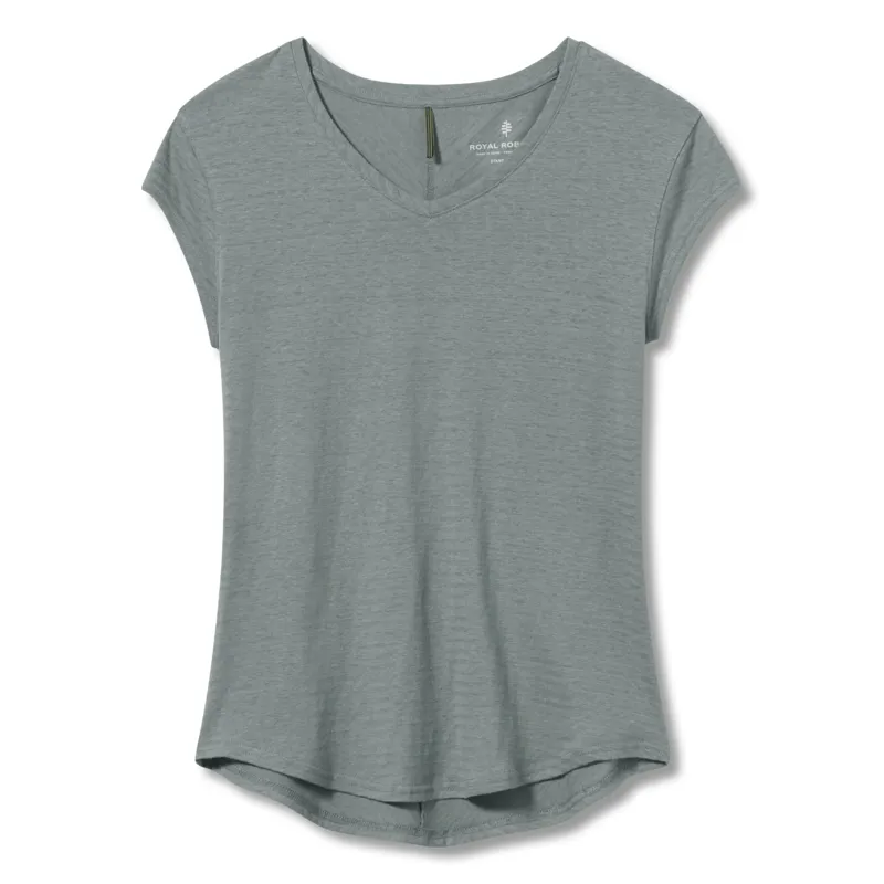 Royal Robbins Womens Vacationer V-Neck SS T-Shirt Light Slate