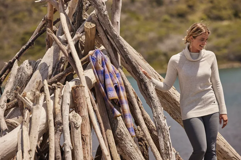 Royal Robbins Womens Westlands Funnel Sweater River Rock Heather-5