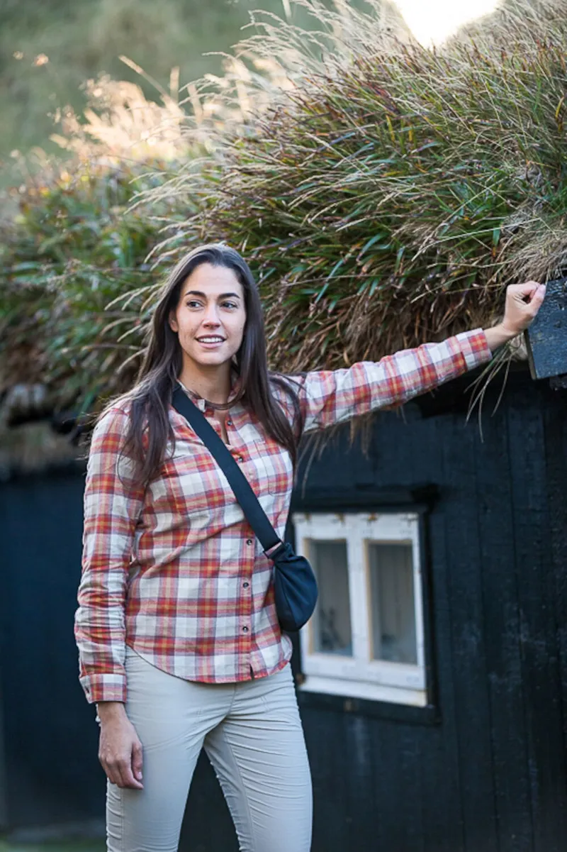 Royal Robbins Womens Lieback Flannel LS Shirt Burnt Grape/Timber Cove-5