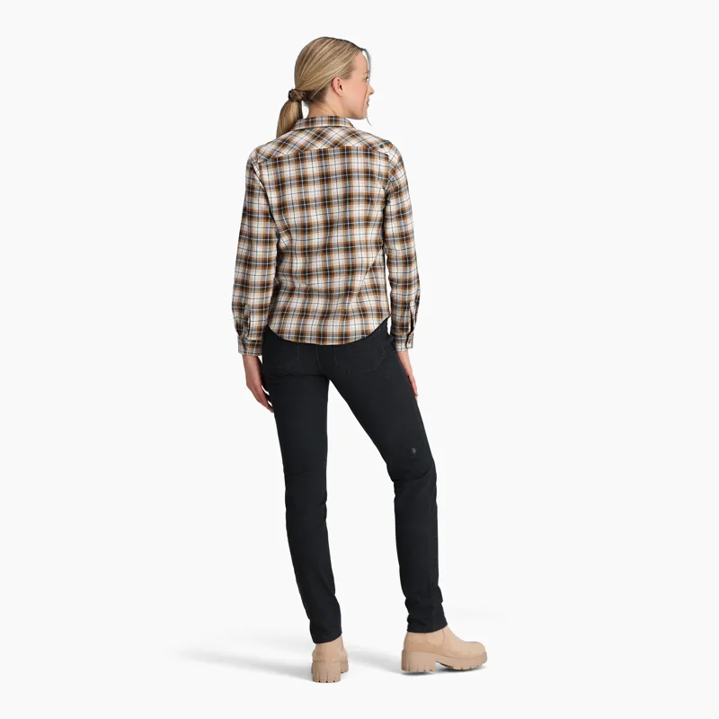 Royal Robbins Women's Lieback Flannel LS Shirt Ivory/Wildwood Plaid-3