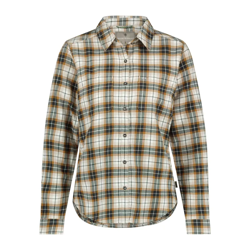 Royal Robbins Women's Lieback Flannel LS Shirt Ivory/Wildwood Plaid
