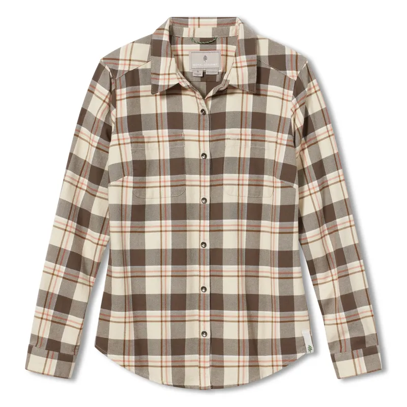 Royal Robbins Womens Lieback Flannel LS Shirt Everglade/Timber Cove