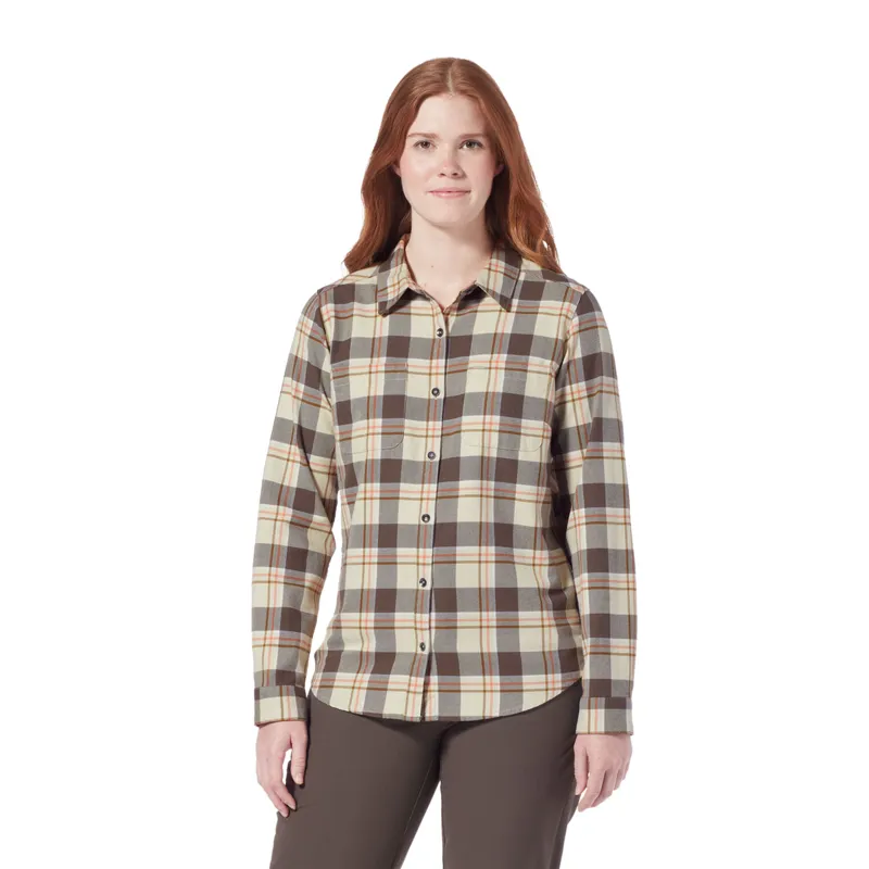 Royal Robbins Womens Lieback Flannel LS Shirt Everglade/Timber Cove-1