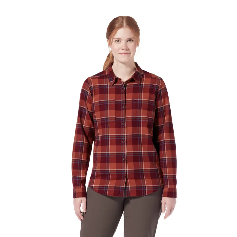 Royal Robbins Womens Lieback Flannel LS Shirt Burnt Grape/Timber Cove-1