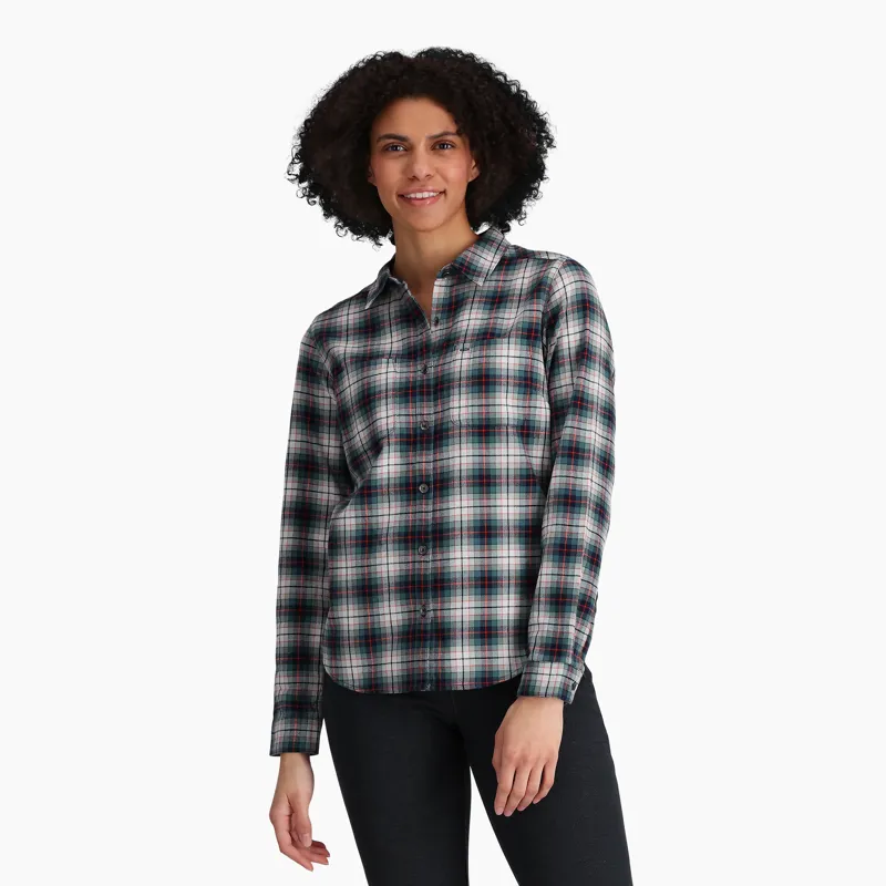 Royal Robbins Women's Lieback Flannel LS Shirt Sea Pine/Wildwood Plaid-1