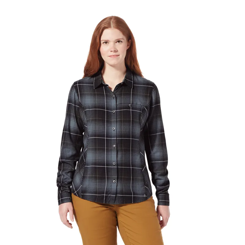 Royal Robbins Womens Dream Trekker Flannel Shirt Naval/Rena Plaid-1