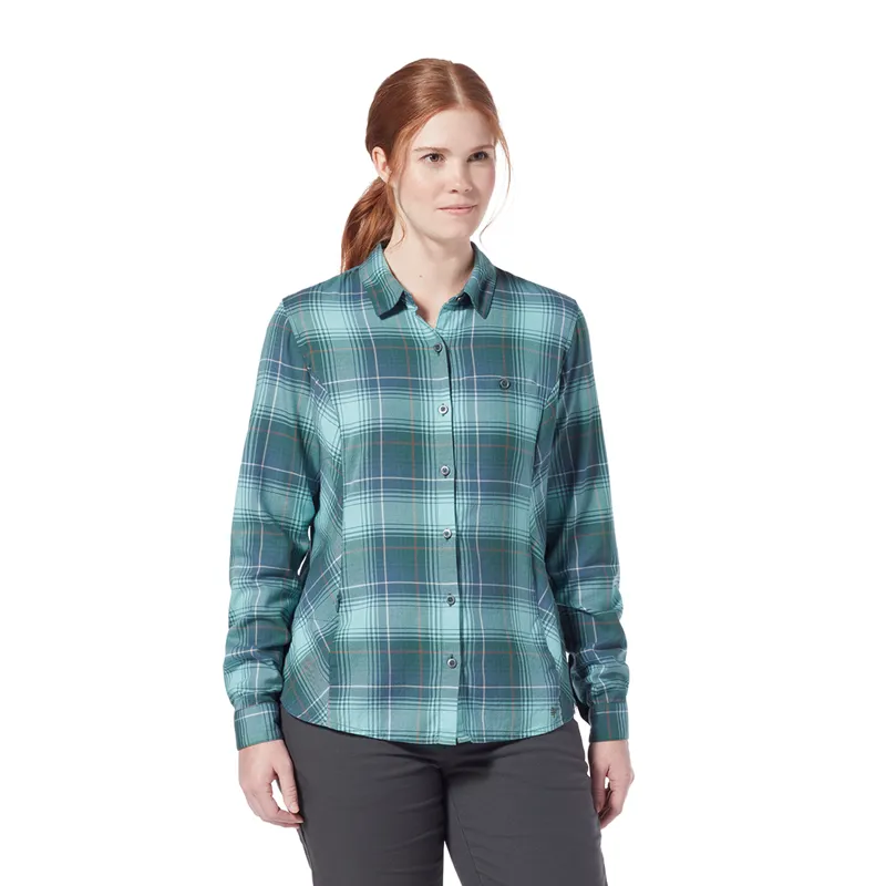 Royal Robbins Womens Dream Trekker Flannel Shirt Alpen Blue/Rena Plaid-1