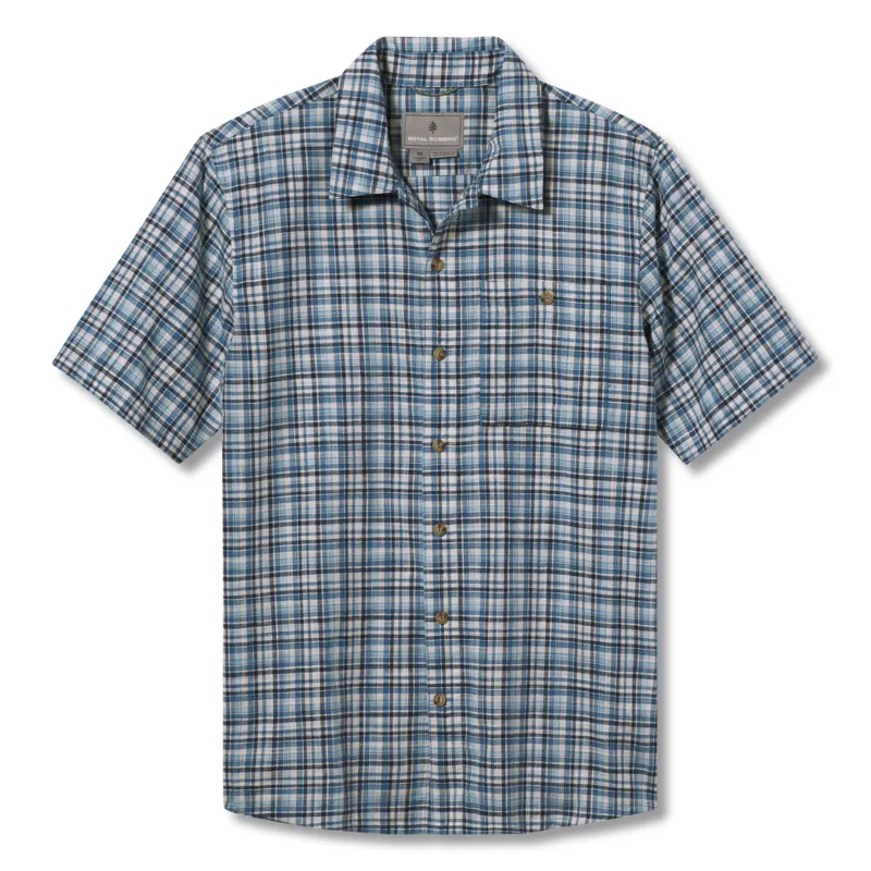 Royal Robbins Men's Redwood Plaid SS Shirt Tahoe Blue