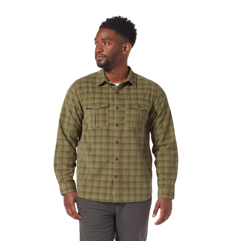 Royal Robbins Mens Covert Cord LS Shirt Fiddlehead/Salt Point Plaid-1