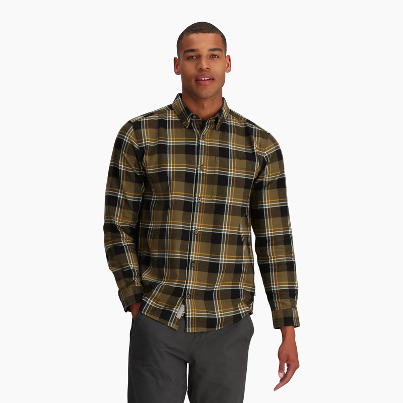 Royal Robbins Men's Lieback Cotton Flannel LS Dark Olive/Timbercove-1