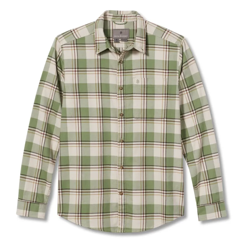 Royal Robbins Mens Lieback Flannel LS Shirt Jade Frost/Timber Cove