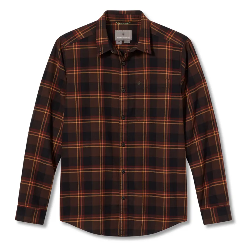 Royal Robbins Mens Lieback Flannel LS Shirt Java/Timber Cove Plaid