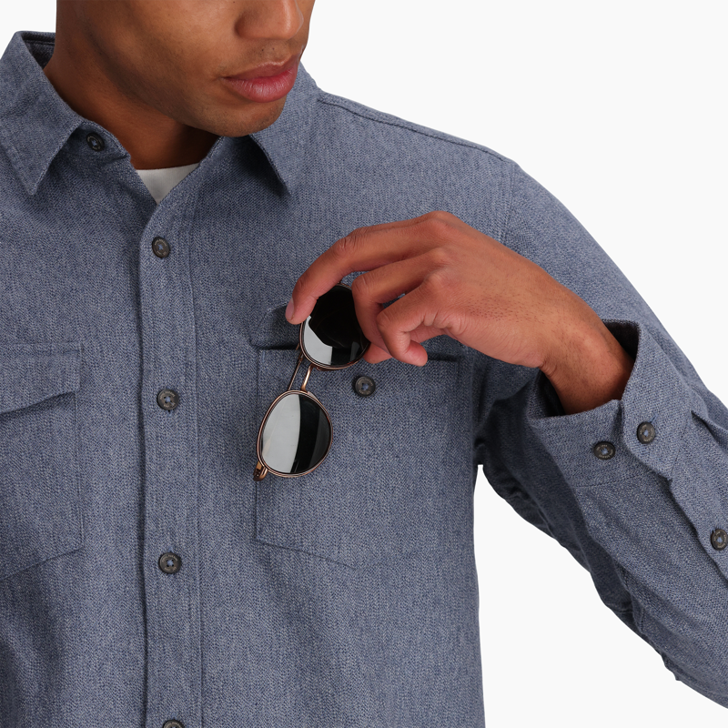 Royal Robbins Men's Bristol Cotton Twill LS Shirt Sea-1