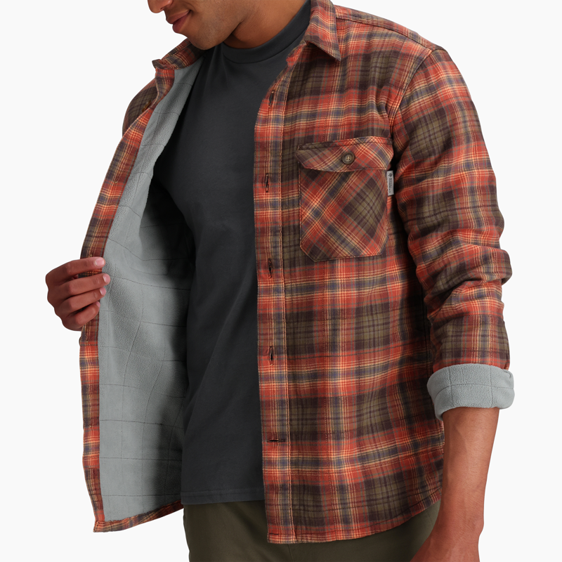 Royal Robbins Men's Snowcap Lined Flannel LS Java/Rush Creek Pld-5