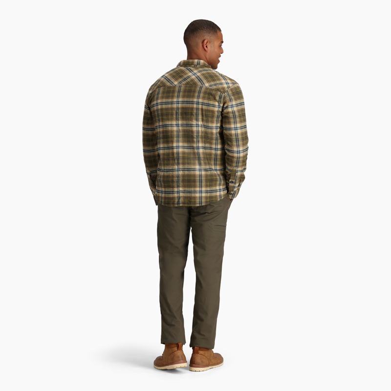 Royal Robbins Men's Snowcap Lined Flannel LS Dark Olive/Rush Creek Pld-3