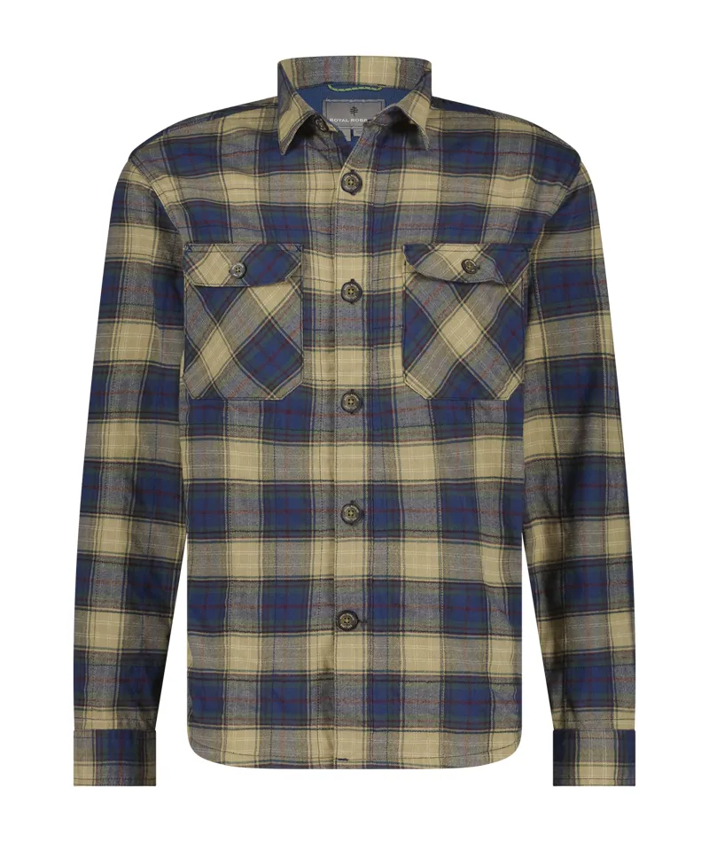 Royal Robbins Men's Snowcap Lined Flannel LS Covert Green/Falls Pld