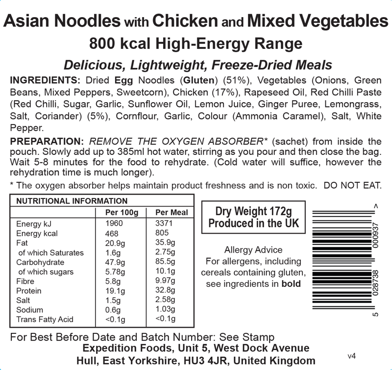 Expedition Foods Asian Noodles Chicken and Mixed Vegetables 800kcal-2