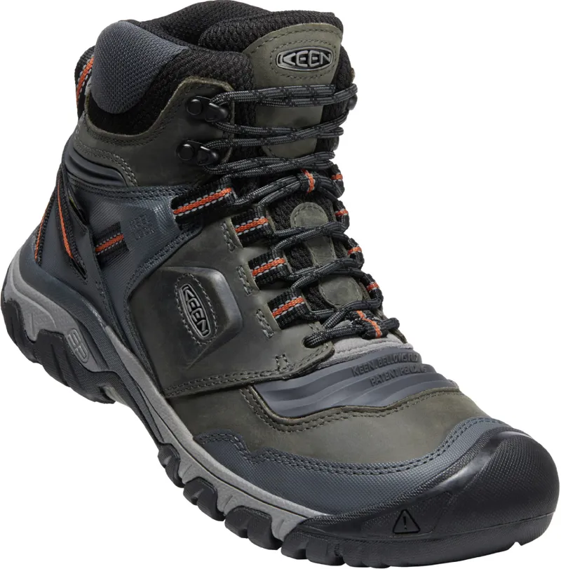 Keen Mens Ridge Flex Mid Waterproof Boots Steel Grey/Fossil Orange
