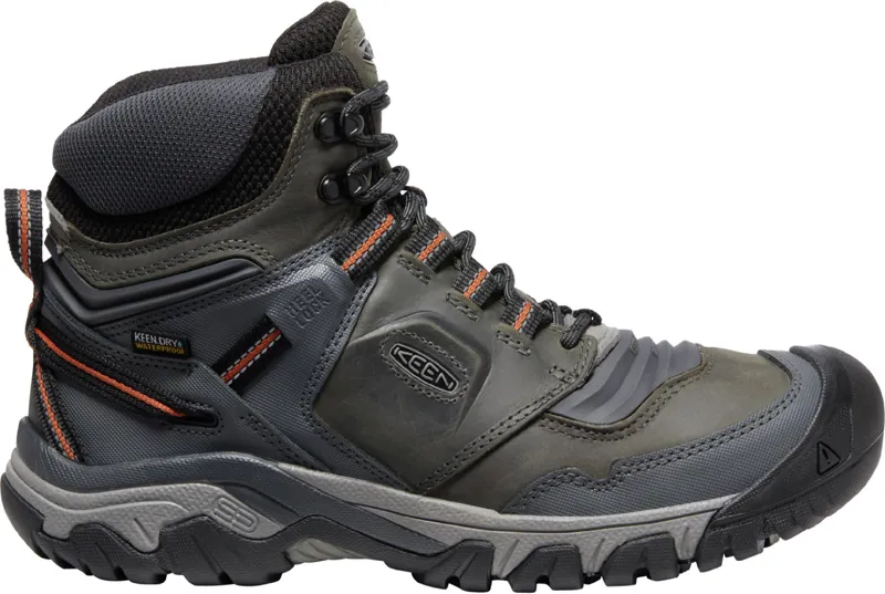 Keen Mens Ridge Flex Mid Waterproof Boots Steel Grey/Fossil Orange-2